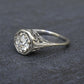 Art Deco .65ct Engagement Diamond Ring 18K White Gold IGI Certified Size 6.25