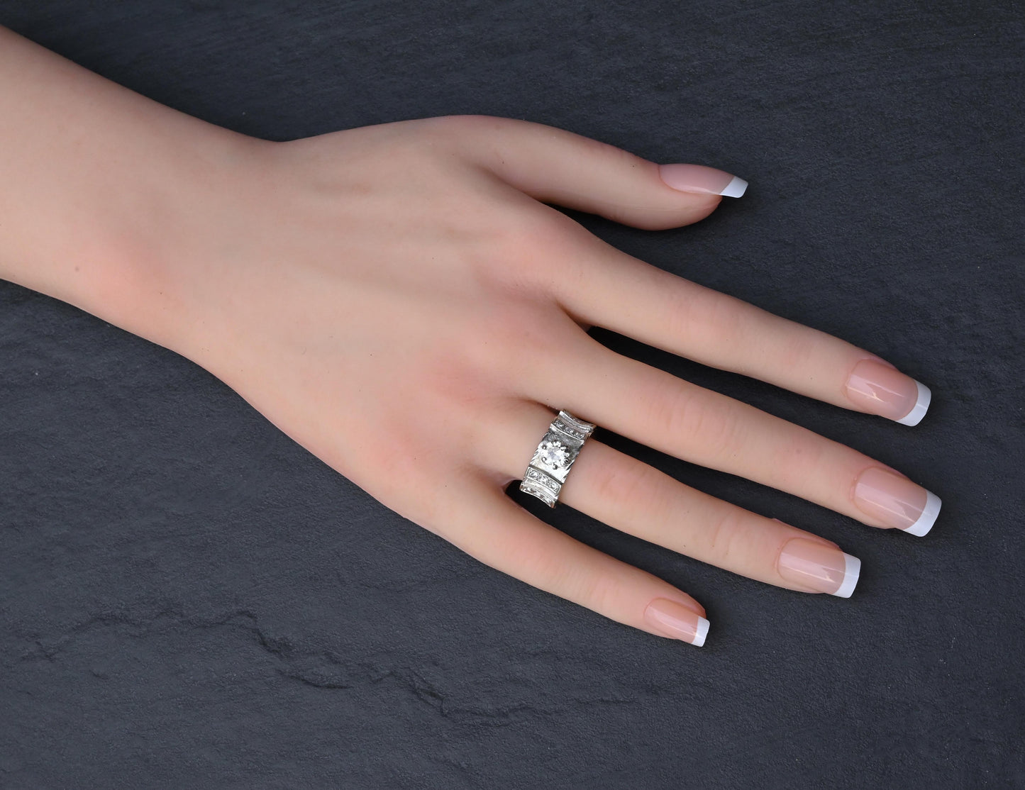 Art Deco .90ctw Old European Diamond Ring 14K White Gold IGI Certified 7.62g