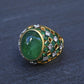Exquisite 7.12ct Emerald & Diamond Cabochon Ring GIA Certified 18K Yellow Gold