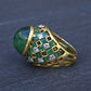 Exquisite 7.12ct Emerald & Diamond Cabochon Ring GIA Certified 18K Yellow Gold