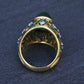 Exquisite 7.12ct Emerald & Diamond Cabochon Ring GIA Certified 18K Yellow Gold