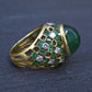 Exquisite 7.12ct Emerald & Diamond Cabochon Ring GIA Certified 18K Yellow Gold