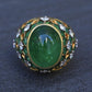 Exquisite 7.12ct Emerald & Diamond Cabochon Ring GIA Certified 18K Yellow Gold