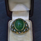 Exquisite 7.12ct Emerald & Diamond Cabochon Ring GIA Certified 18K Yellow Gold