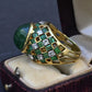 Exquisite 7.12ct Emerald & Diamond Cabochon Ring GIA Certified 18K Yellow Gold