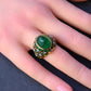 Exquisite 7.12ct Emerald & Diamond Cabochon Ring GIA Certified 18K Yellow Gold