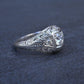 GIA Certified 0.66ct Old European Cut Diamond Art Deco Platinum Engagement Ring