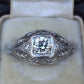 GIA Certified 0.66ct Old European Cut Diamond Art Deco Platinum Engagement Ring