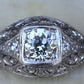 GIA Certified 0.66ct Old European Cut Diamond Art Deco Platinum Engagement Ring