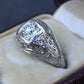GIA Certified 0.66ct Old European Cut Diamond Art Deco Platinum Engagement Ring