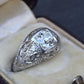 GIA Certified 0.66ct Old European Cut Diamond Art Deco Platinum Engagement Ring