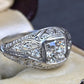 GIA Certified 0.66ct Old European Cut Diamond Art Deco Platinum Engagement Ring