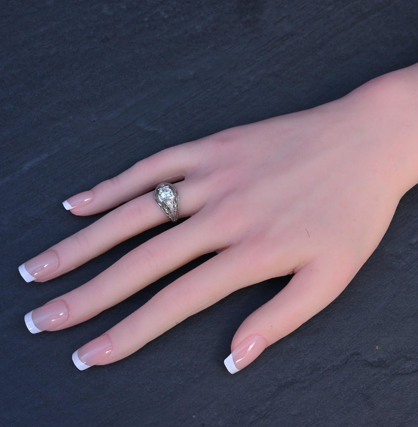 GIA Certified 0.66ct Old European Cut Diamond Art Deco Platinum Engagement Ring