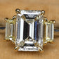 GIA 2.50 Ct L VVS2 Emerald Cut Diamond Three Stone Ring Platinum 18K Gold 6.5