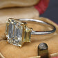 GIA 2.50 Ct L VVS2 Emerald Cut Diamond Three Stone Ring Platinum 18K Gold 6.5