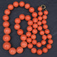 132g Natural Momo Coral Necklace 16.8-10mm Graduated Round Beads 14K Gold Clasp