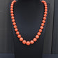 132g Natural Momo Coral Necklace 16.8-10mm Graduated Round Beads 14K Gold Clasp