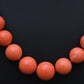 132g Natural Momo Coral Necklace 16.8-10mm Graduated Round Beads 14K Gold Clasp