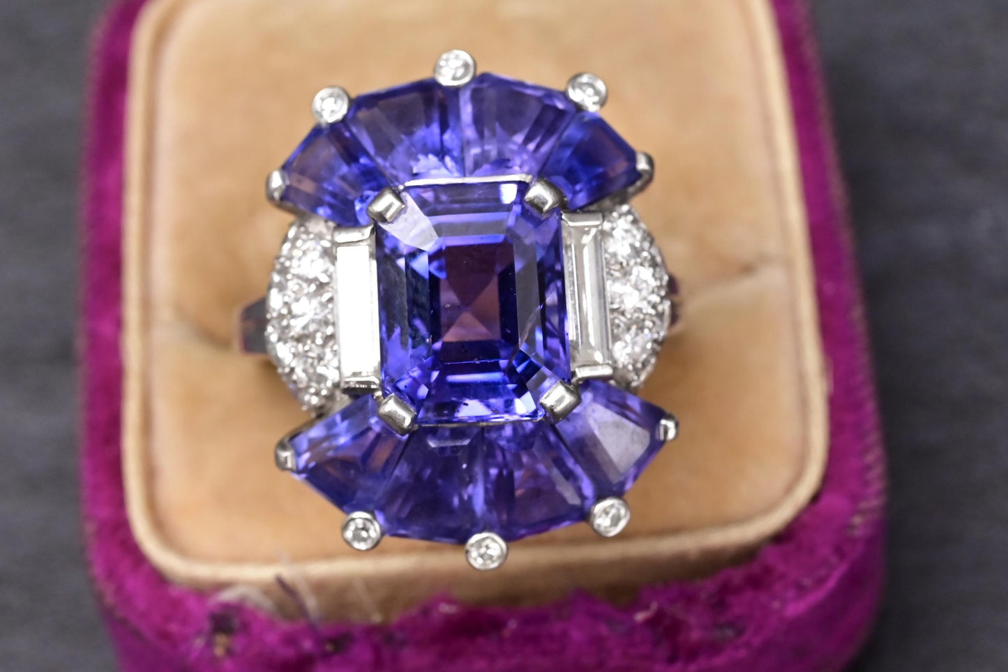 GIA Certified Platinum Art Deco Style Color-Changing Sapphire No Heat Sri Lanka
