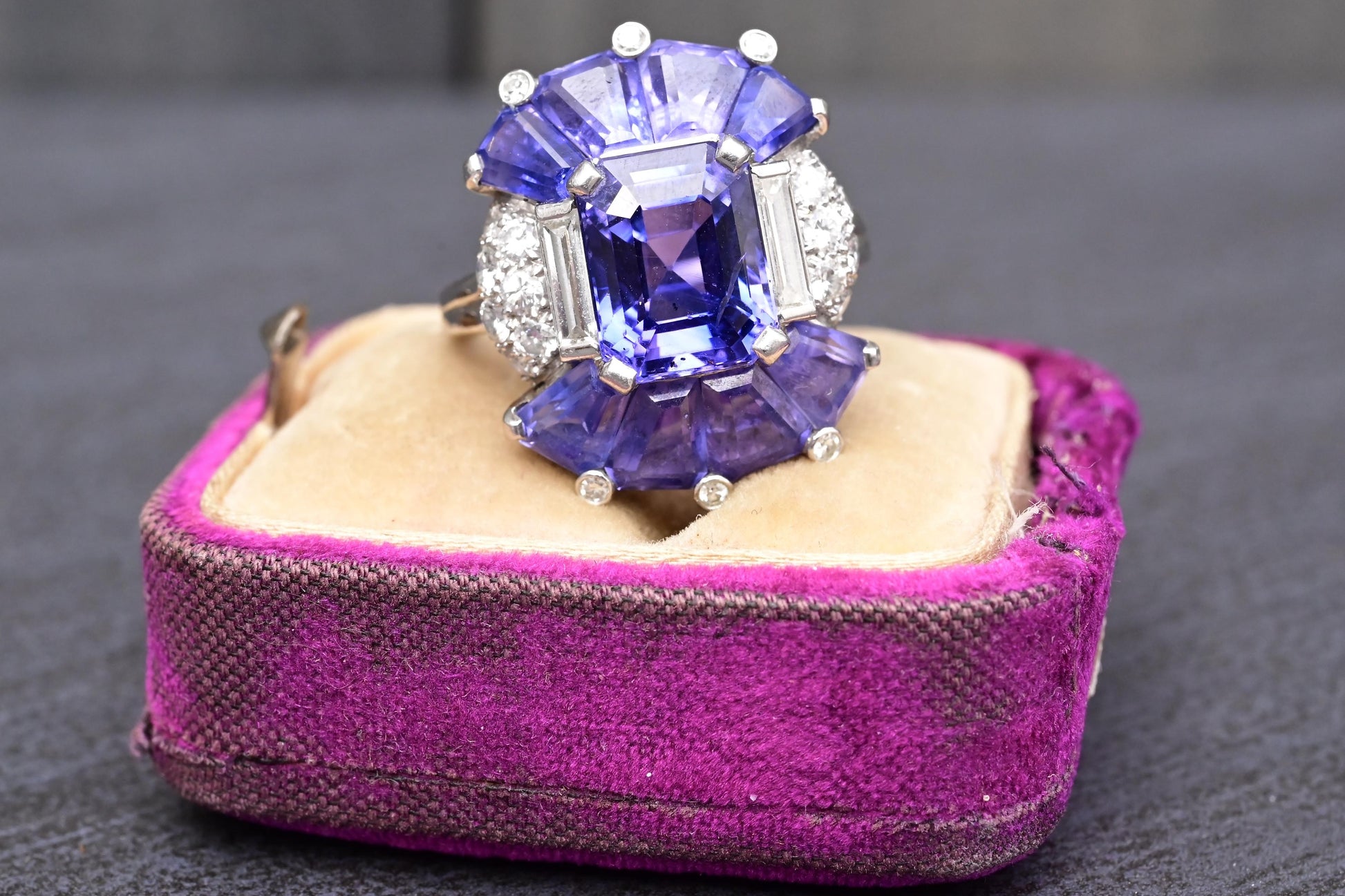 GIA Certified Platinum Art Deco Style Color-Changing Sapphire No Heat Sri Lanka