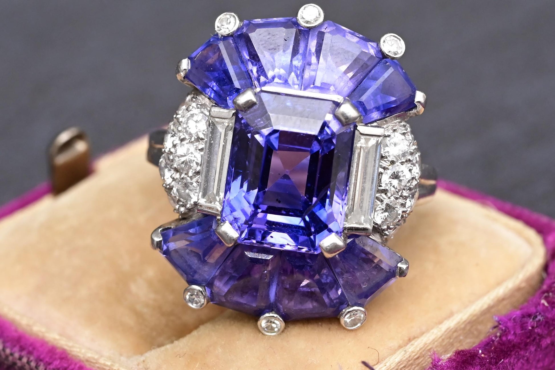 GIA Certified Platinum Art Deco Style Color-Changing Sapphire No Heat Sri Lanka