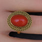 Estate Italian 18K Yellow Gold Blood Red Coral Earring & Ring Set 15.84g Size 8