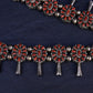 Vintage Navajo Sterling Silver Squash Blossom Necklace with Coral & Turquoise