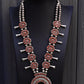 Vintage Navajo Sterling Silver Squash Blossom Necklace with Coral & Turquoise