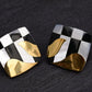 Tiffany Co. 18k Gold Inlaid MOP Onyx Checkerboard Pattern Cushion Earrings