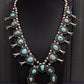 Vintage Navajo Sterling Silver & Turquoise Squash Blossom Necklace