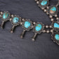 Vintage Navajo Sterling Silver & Turquoise Squash Blossom Necklace