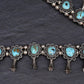 Vintage Navajo Sterling Silver & Turquoise Squash Blossom Necklace