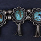 Vintage Navajo Sterling Silver & Turquoise Squash Blossom Necklace