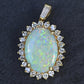 IGI Certified 2.45 CT Natural Opal & Diamond Halo Pendant in 18K Yellow Gold