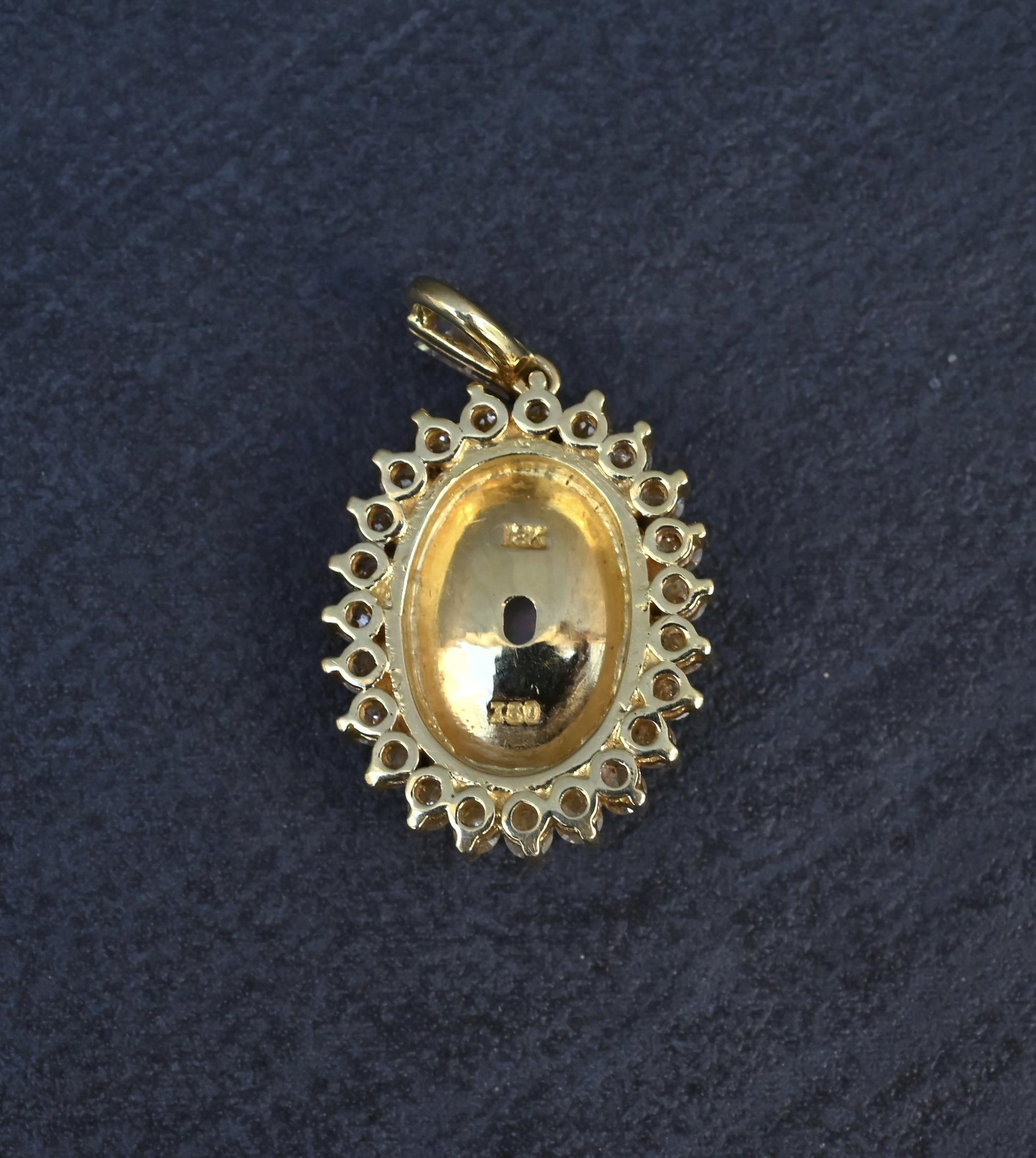 IGI Certified 2.45 CT Natural Opal & Diamond Halo Pendant in 18K Yellow Gold