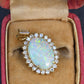 IGI Certified 2.45 CT Natural Opal & Diamond Halo Pendant in 18K Yellow Gold