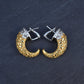 Carrera y Carrera 18K Gold Pave Diamond Textured Hoop Earrings Vintage