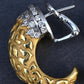 Carrera y Carrera 18K Gold Pave Diamond Textured Hoop Earrings Vintage
