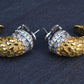 Carrera y Carrera 18K Gold Pave Diamond Textured Hoop Earrings Vintage