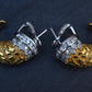 Carrera y Carrera 18K Gold Pave Diamond Textured Hoop Earrings Vintage