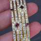 Important Heavy French 18K Gold Diamond & Ruby Bracelet 10 Carats
