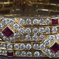 Important Heavy French 18K Gold Diamond & Ruby Bracelet 10 Carats