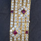 Important Heavy French 18K Gold Diamond & Ruby Bracelet 10 Carats