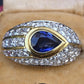 Amazing French Vintage 18K Gold Ring 3.85 Carats of Diamonds & Sapphire IGI Cert