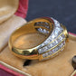 Amazing French Vintage 18K Gold Ring 3.85 Carats of Diamonds & Sapphire IGI Cert