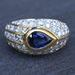 Amazing French Vintage 18K Gold Ring 3.85 Carats of Diamonds & Sapphire IGI Cert
