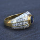 Amazing French Vintage 18K Gold Ring 3.85 Carats of Diamonds & Sapphire IGI Cert
