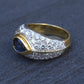 Amazing French Vintage 18K Gold Ring 3.85 Carats of Diamonds & Sapphire IGI Cert