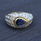 Amazing French Vintage 18K Gold Ring 3.85 Carats of Diamonds & Sapphire IGI Cert