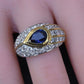 Amazing French Vintage 18K Gold Ring 3.85 Carats of Diamonds & Sapphire IGI Cert